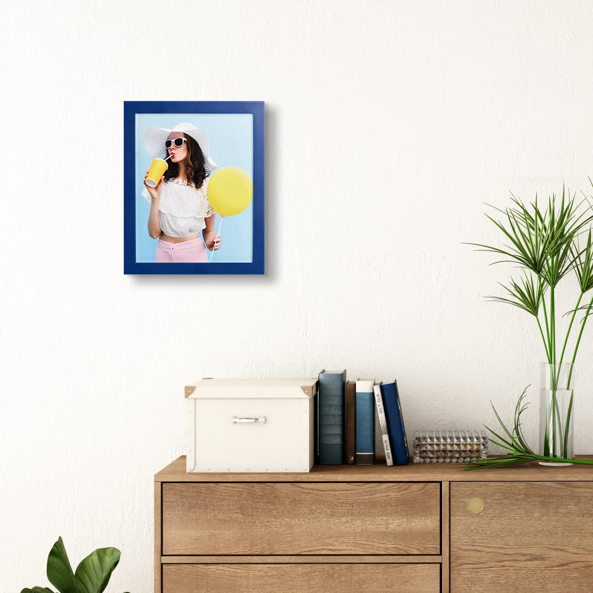wyooxoo 8x10 Picture Frames Set of 4 Dark Blue Made of Solid Wood Photo Frames Colorful Frame with HD Plexiglass, Wall or Tablet